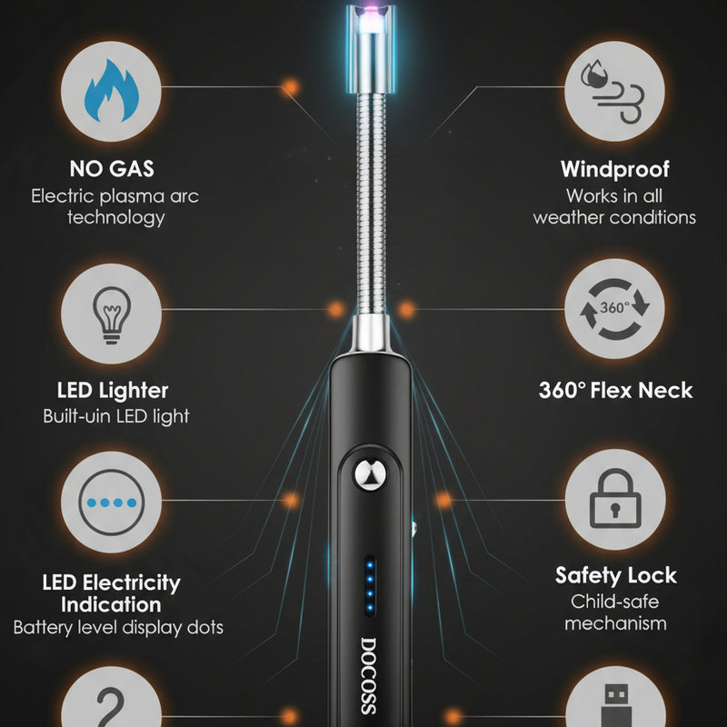 ⚡ The Aesthetic 360° Flex Plasma Lighter (Silver)
