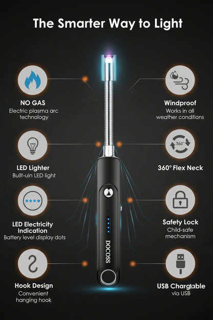 ⚡ The Aesthetic 360° Flex Plasma Lighter (Silver)
