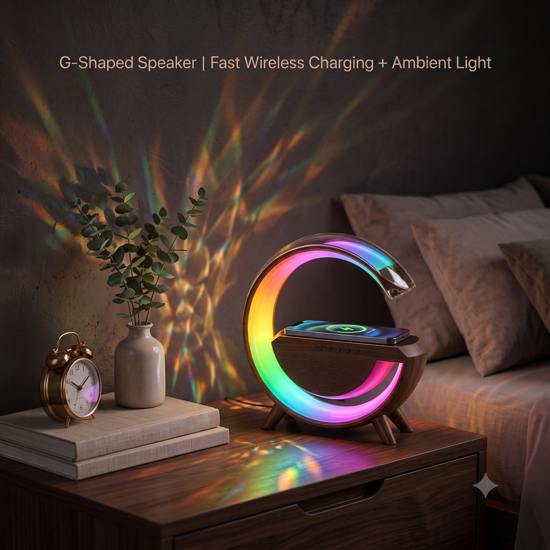 G-Shaped Speaker | Fast Wireless Charging + Ambient Light